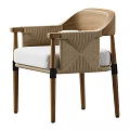 Elegant Single Accent Chair With Wooden Frame Woven Armrests And Light Padded Seat