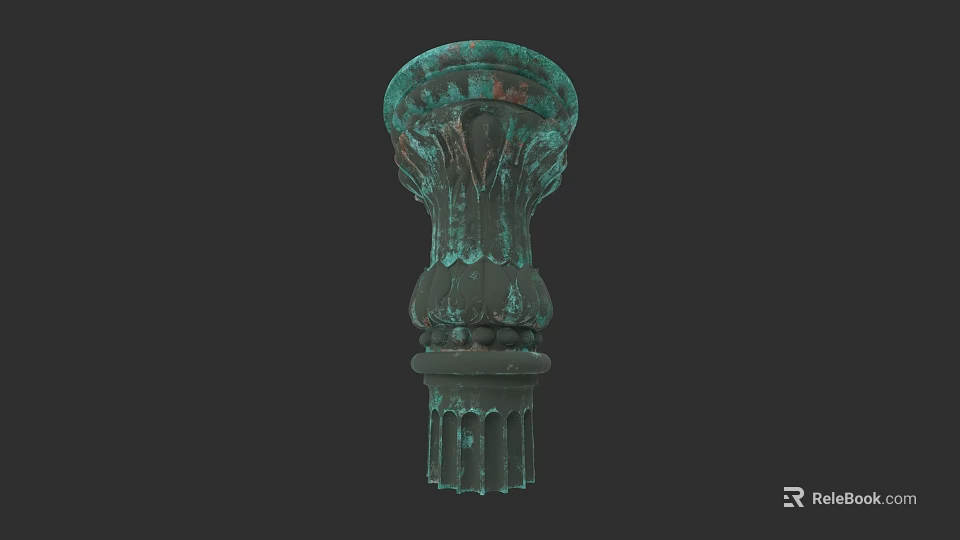 Vintage Turquoise Green Light Plate With Decorative Carvings And Textured Design 3d model 