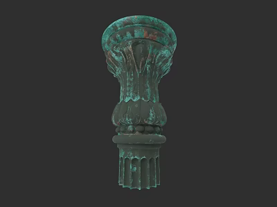Vintage Turquoise Green Light Plate With Decorative Carvings And Textured Design 3d model