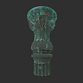 Vintage Turquoise Green Light Plate With Decorative Carvings And Textured Design