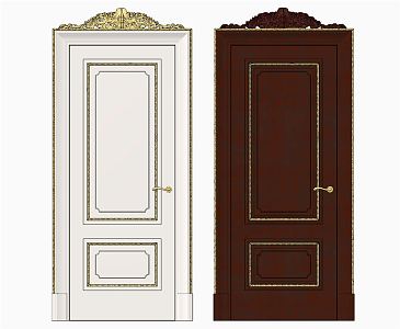 French Swing Door Classical Carved Door 3d model