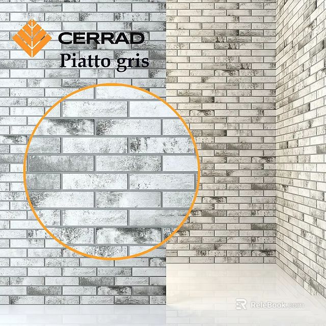 Piatto Gris Brick Wall Design With Textured Detail And Interior Room View 3d model 