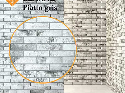 Piatto Gris Brick Wall Design With Textured Detail And Interior Room View 3d model