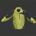 Yellow And Blue Color Block Jacket With Front Zipper And Cuffed Sleeves