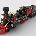 Brick Built Vintage Steam Locomotive With Red Black Details