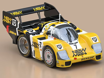Yellow And Black Racing Car With Logos And Aerodynamic Design 3d model Yellow And Black Racing Car With Logos And Aerodynamic Design 3d model