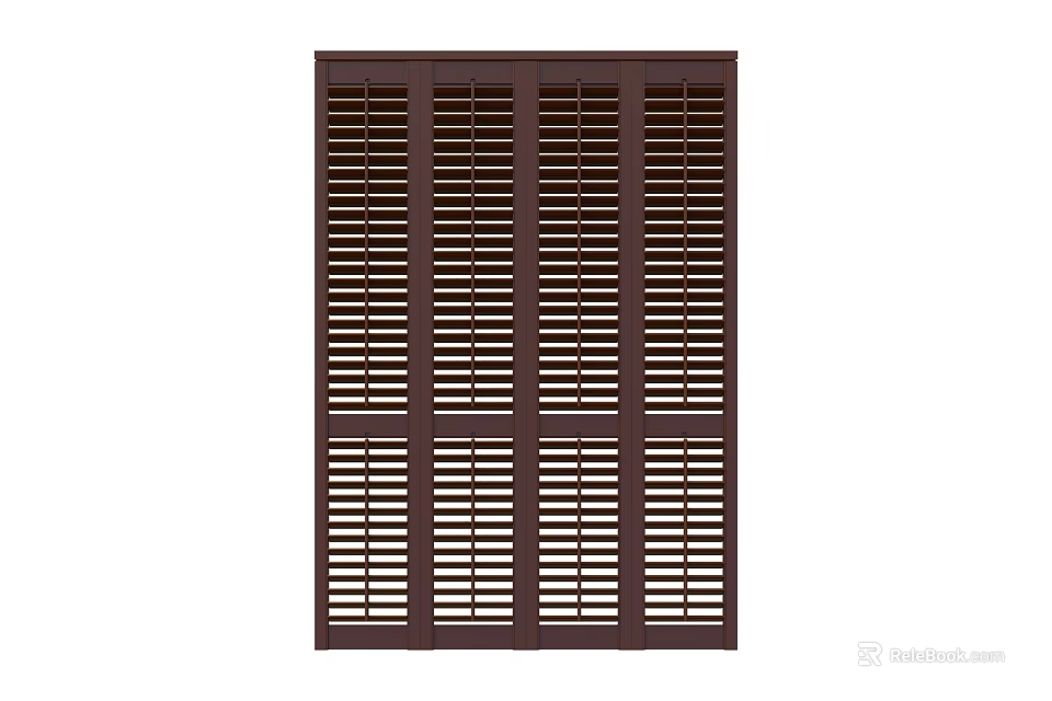 Dark Brown Wooden Blinds With Horizontal Slats For Window Interior Design 3d model 