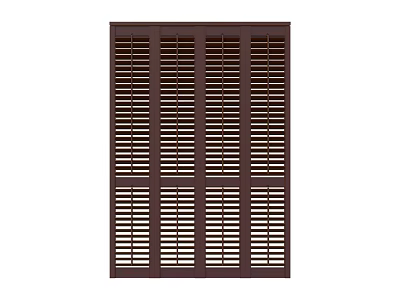 Dark Brown Wooden Blinds With Horizontal Slats For Window Interior Design 3d model