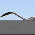 Modern Wavy Entrance Gate Design With Brown And White Curves Water Reflection And Blue Sky