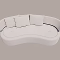 Modern White Curved Leather Multi Person Sofa With Decorative Pillows 3d model
