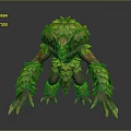 Leaf Covered Horned Fantasy Creature With Sharp Teeth Long Arms And Clawed Hands 3d model