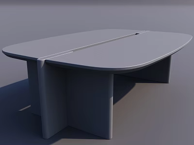 Modern Oval Conference Table With Smooth Gray Surface And Geometric Legs 3d model