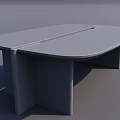 Modern Oval Conference Table With Smooth Gray Surface And Geometric Legs 3d model