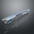 Sci-Fi Spaceship Model With Reflective Metallic Surface Complex Structure And Engine Details