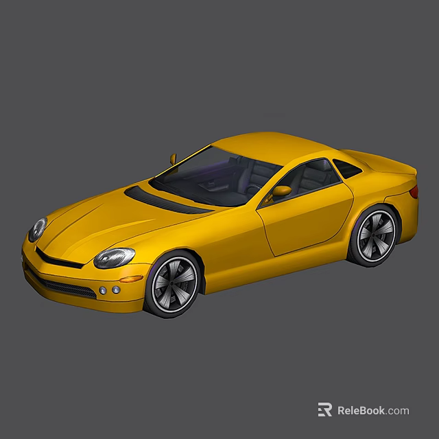 Yellow Two Door Sports Car With Sleek Design And Black Alloy Wheels 3d model 