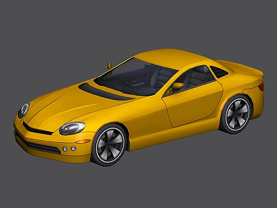 Yellow Two Door Sports Car With Sleek Design And Black Alloy Wheels 3d model