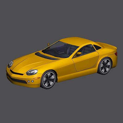 Yellow Two Door Sports Car With Sleek Design And Black Alloy Wheels 3d model