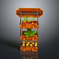 Wooden Vertical Planter Rack With Green Leaves Small Yellow Flowers And Red Plants