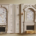 Elegant Classic TV Wall Design With Ornate Panels Marble Inserts And Wall Sconces 3d model