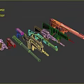 Various Military Weapons Including Rifles Handguns And Grenade Displayed On Dark Surface