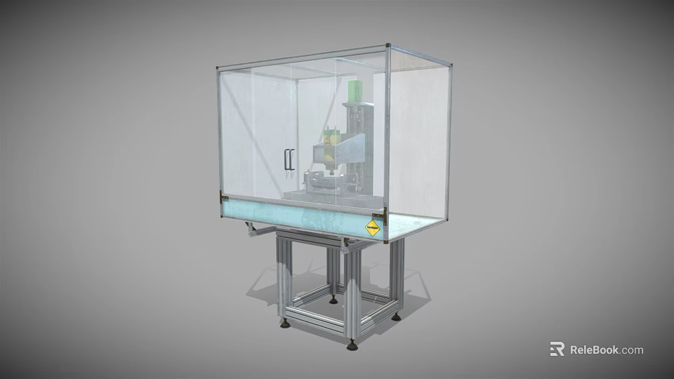 Industrial Machinery Equipment With Transparent Safety Enclosure And Metal Frame Platform 3d model 