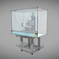 Industrial Machinery Equipment With Transparent Safety Enclosure And Metal Frame Platform