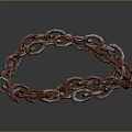 Rusty Chain Link Partition with Coiled Design and Padlock on Gray Background 3d model