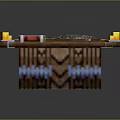 Wooden Platform Displaying Island Map With Yellow Candles And Playing Cards