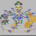 Colorful Rotating Amusement Ride with Time Fly Theme and Star Decorated Fence