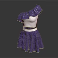 Elegant One Shoulder Purple Ruffle Skirt With White Top Fashion Design