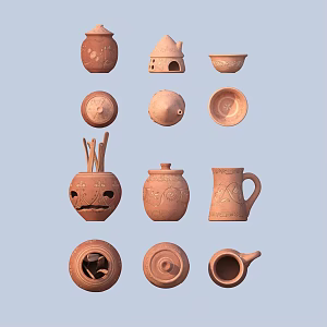 Pottery Pot Coil Pot Clay Pot Porcelain Clay Ware 3d model