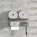 Wall Mounted Storage Rack With Double Paper Roll Holders And Transparent Compartment