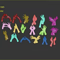 White Human Organ Hand Models Displaying Various Gestures In Studio Setup 3d model