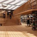 Modern Library Book Bar Reading Room Bookshelf Bookcase Bookshelf Display Cabinet 3d model