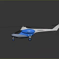 Modern Helicopter In Blue And White With Sleek Body And Rotors