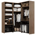 Modern Organized Wardrobe Interior With Hanging Shirts Coats Folded Clothes Storage Shelves And Shoes