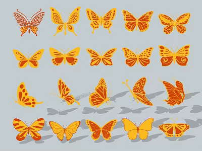 Colorful Butterfly Decorative Ornament Set With Various Patterns For Home Decoration 3d model