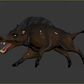 Ferocious Warthog 3D Model In Dynamic Pose With Open Mouth Sharp Tusks And Muscular Body