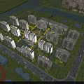 Birds Eye View Planning of High Rise Residential Community With Greenery and River