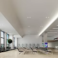 Modern Service Hall With Waiting Area Counters And Electronic Displays 3d model
