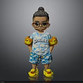 Cute Cartoon Boy Character Wearing Panda Print Shirt And Yellow Duck Shoes