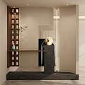 Italian-style Middle-ancient Solid Wood Modeling Scarpa Stacked Suspension Entry Partition Porch 3d model