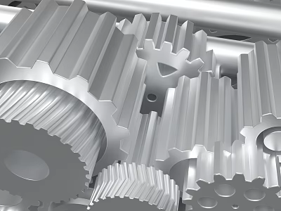 Intricate Silver Metal Gear Sculpture Carving With Interconnected Mechanical Gears Art Design 3d model