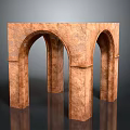Detailed Brown Stone Textured Arched Structure With Multiple Arches And Columns 3d model