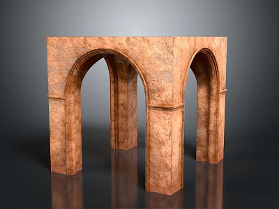 Detailed Brown Stone Textured Arched Structure With Multiple Arches And Columns 3d model