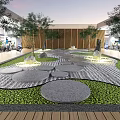 Modern Square Sinking Square Atrium Landscape Office Atrium Center Courtyard Dry Landscape 3d model