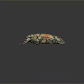 Vibrant Colored Beetle With Orange Yellow Stripes Blue Legs And Intricate Patterns