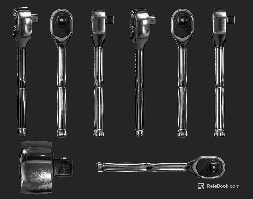 High Quality Hardware Tools With Various Socket Wrenches Chrome Plated Finish And Durable Handles 3d model