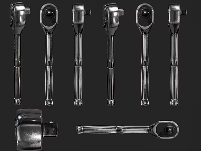 High Quality Hardware Tools With Various Socket Wrenches Chrome Plated Finish And Durable Handles 3d model