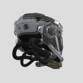 Futuristic Armored Helmet With Transparent Visor Metallic Structure And Tech Accents